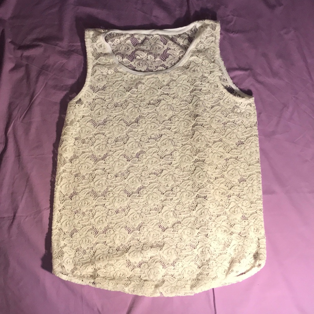 White floral sheer tank top